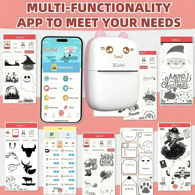 Mini Bluetooth Thermal Label Printer – Portable, Ink-Free, Black on White with Paper & Stickers (Android & iOS)